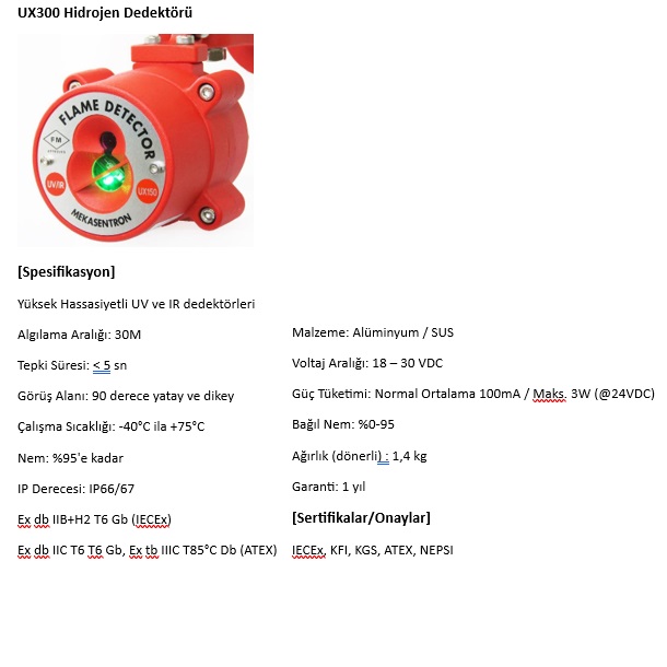 UX300 Hidrojen Dedektörü